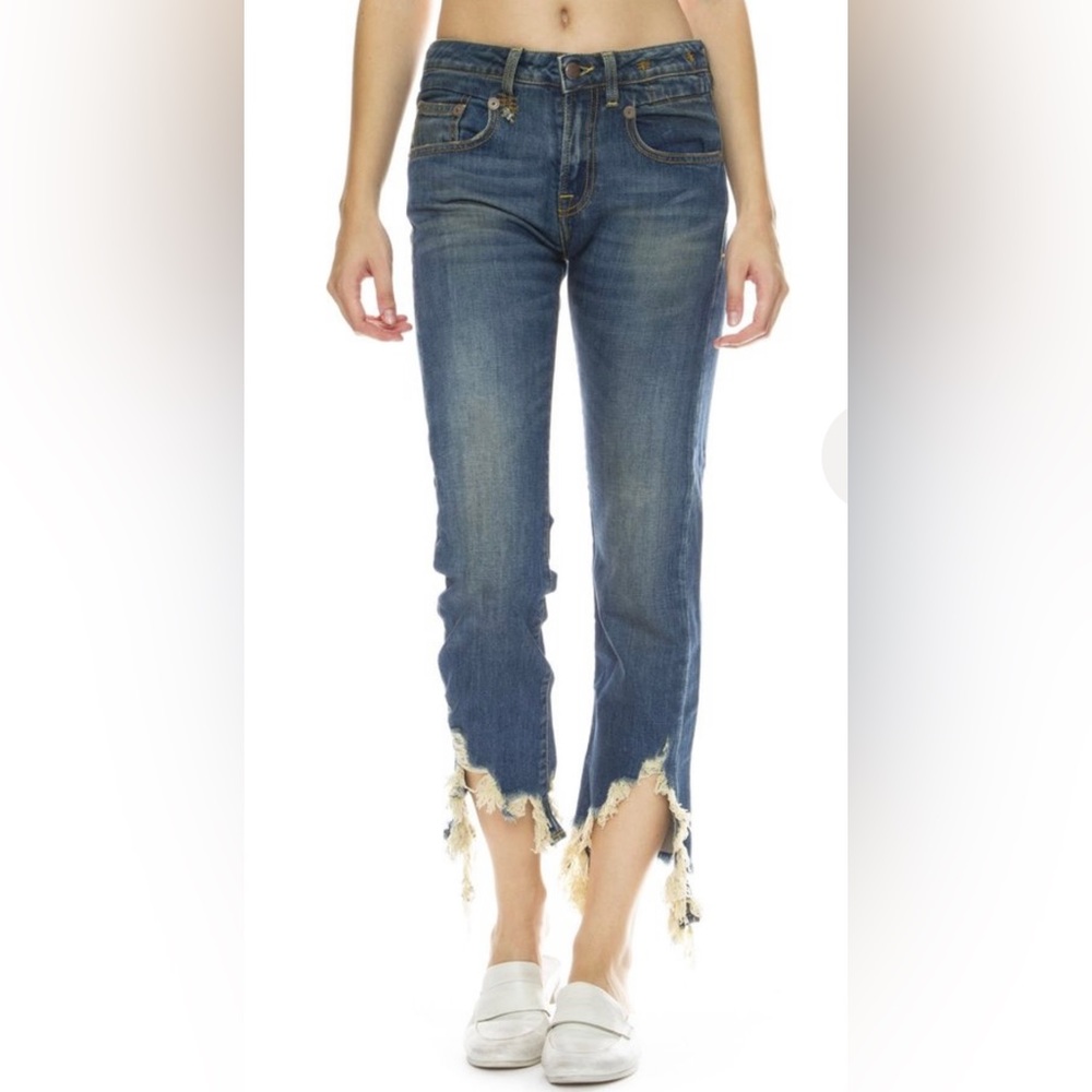 R13 Boy Straight Jeans with Frayed hem Size 26.